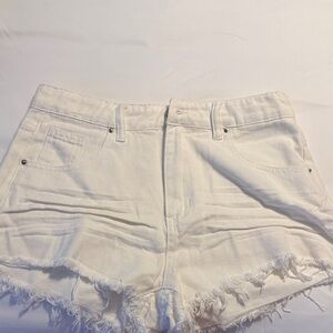 SHEIN white Frayed Hem Jean Shorts
